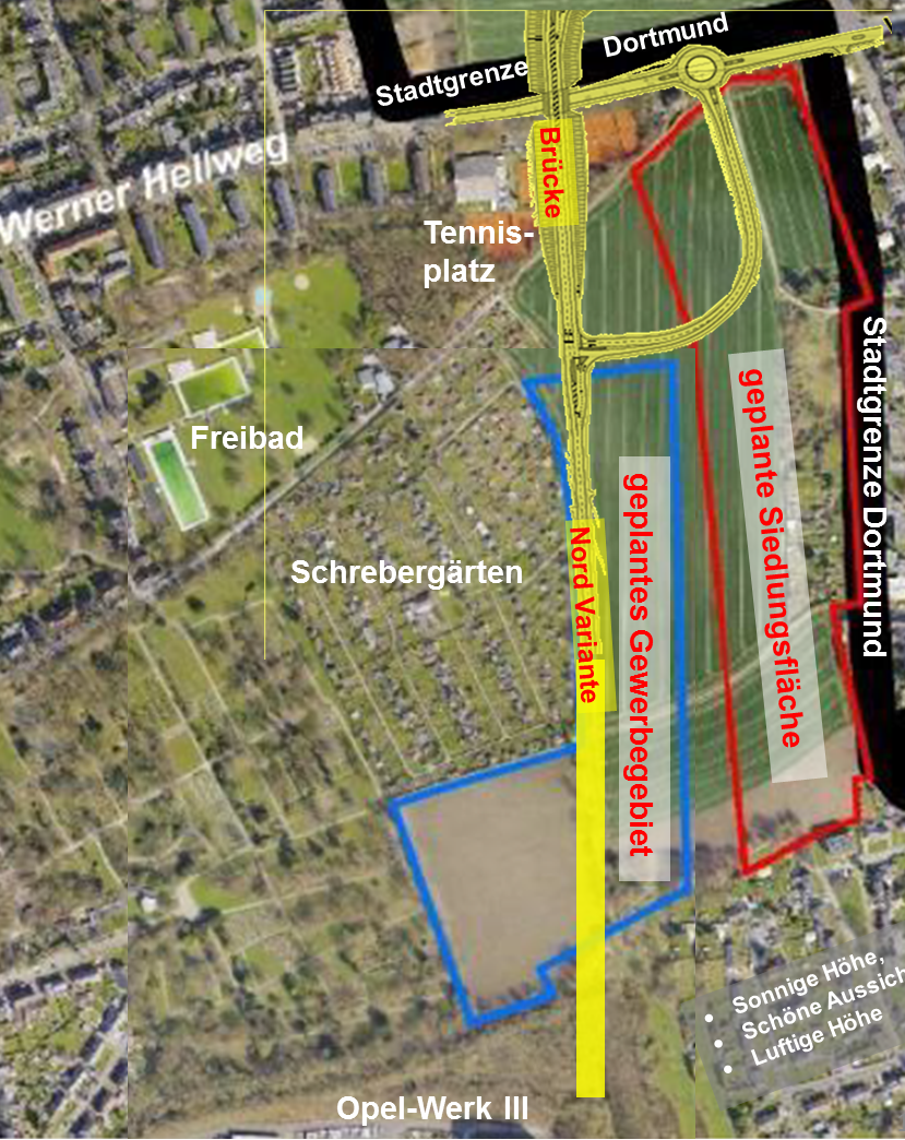 Gewerbe- und Siedlungsgebiete auf dem Werner Feld